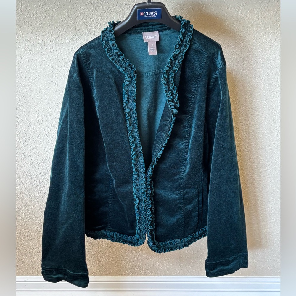 Chico's Teal Ruffled Blazer